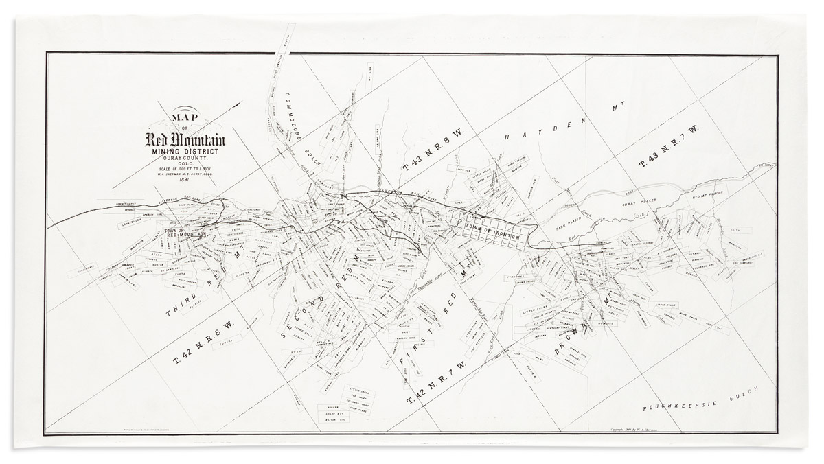 (COLORADO -- GOLD MINING.) W.A. Sherman. Map of Red Mountain Mining District Ouray County, Colo.
